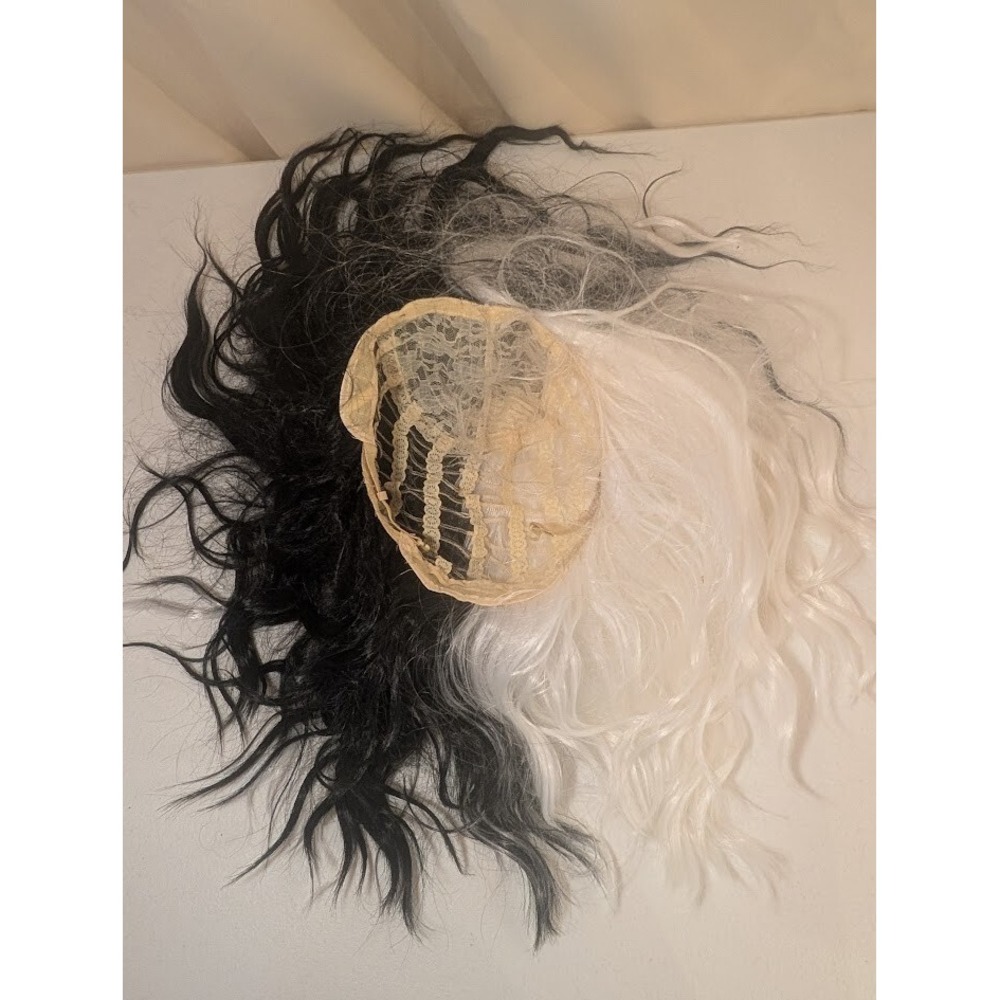 Black & White Long Curly‎ Wig Half & Half Cosplay Costume One Size - Picture 2 of 2